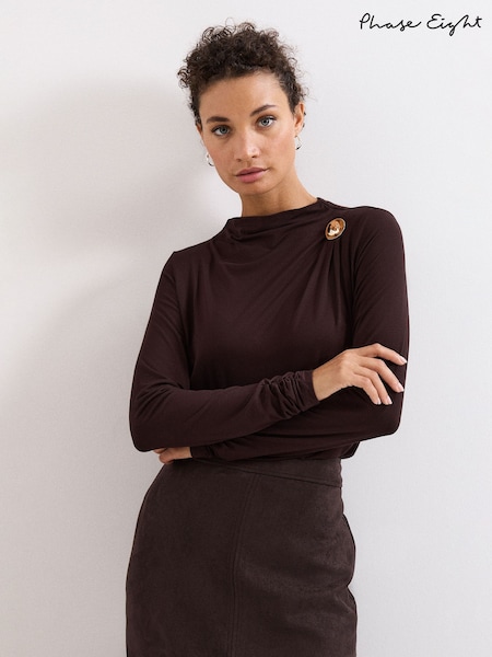 Phase Eight Brown Etta Gold Detail Top (G14279) | €82