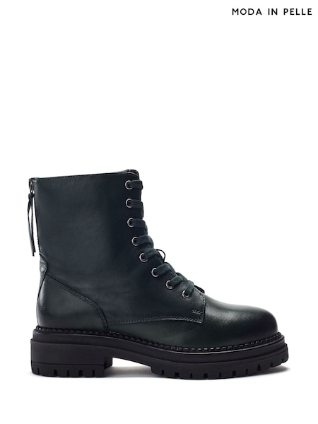 Moda in Pelle Green Chunky Lace Up Boots With Back Zip Trim (G14298) | €147