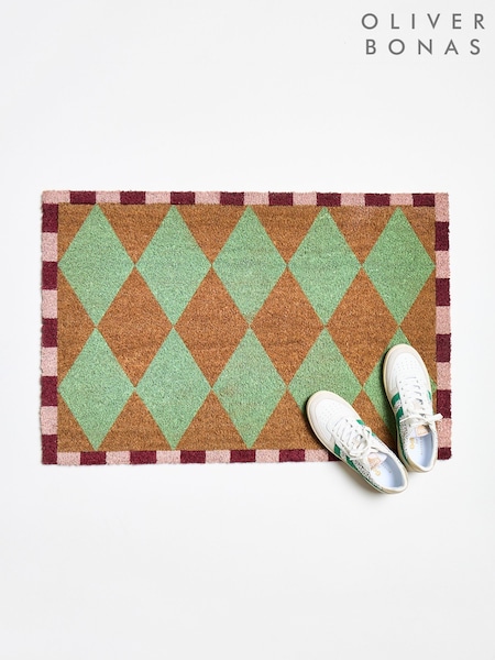 Oliver Bonas Multi Harlequin Green Diamond Doormat (G14331) | €40