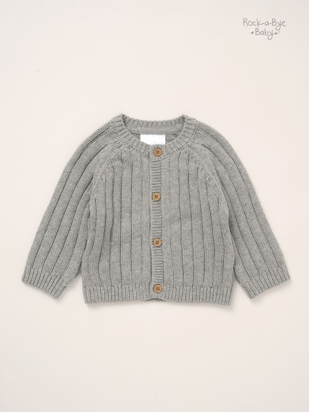 Rock-A-Bye Baby Boutique Grey Cardigan with Embroidery Back Detail (G14517) | €28