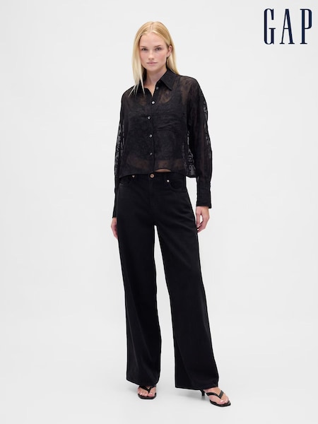 Gap Sheer Straight-Hem Crop Shirt (G14559) | 447 LEI