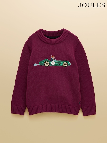 Purple - Joules Boys' Intarsia Knit Jumper