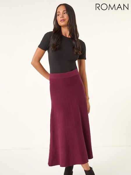 Roman Red Petite Stretch Waist Knit Midi Skirt (G14655) | €42