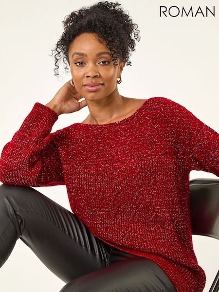 Roman Red Petite Metallic Contrast Knit Jumper (G14656) | €45
