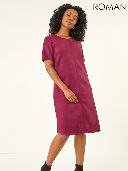 rdeča - Roman Premium Stretch Suede Shift Dress (G14663) | € 50