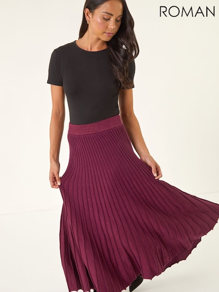 Roman Red Petite Metallic Knit Midi Skirt (G14665) | €45