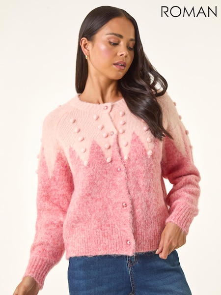 Roman Pink Petite Bobble Buttoned Knit Cardigan (G14683) | €48