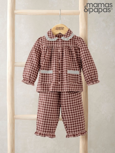 Mamas & Papas Red Lace Trim Gingham Pyjamas (G15048) | 37 €