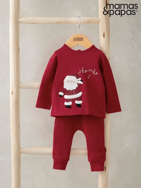 Mamas & Papas Red Chistmas Santa Jersey Pyjamas (G15065) | €25