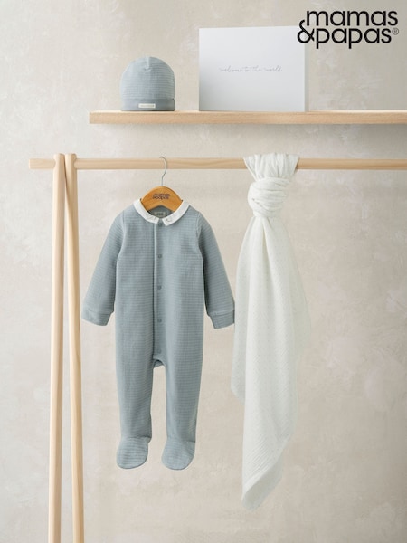 Mamas & Papas Blue Baby Welcome to the World Boys Gift Set 3 Piece (G15085) | €58