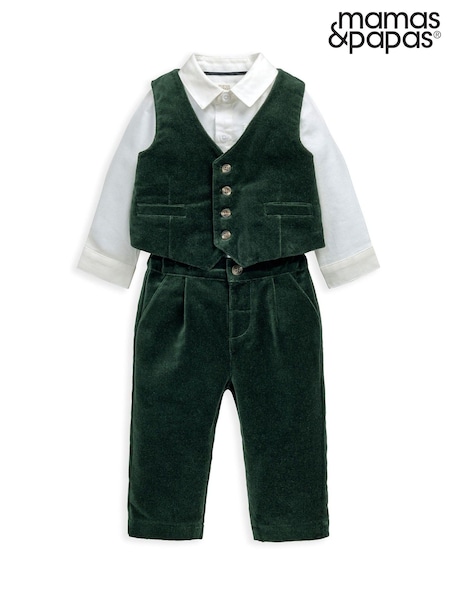 Mamas & Papas Green Velvet Suit 3 Piece (G15086) | €58