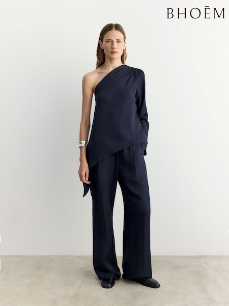 BHOEM Navy Blue Elasticated Waist Fluid Trousers (G15194) | € 81