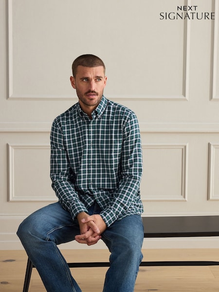 Zaļš - Regular 100% Cotton Signature Check Shirt