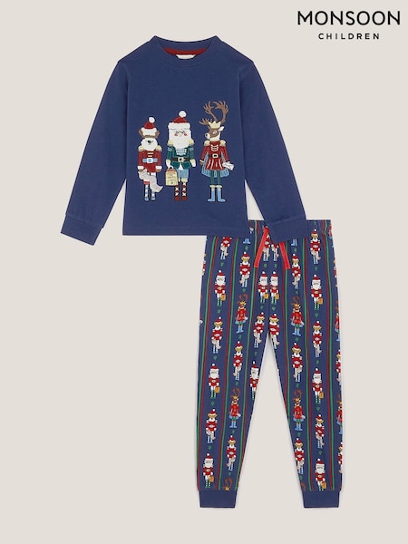 Monsoon Blue Nutcracker Jersey Long Pyjamas Set (G15623) | AED185 - AED213