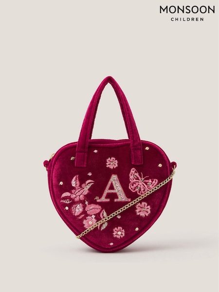 Monsoon Red Embroidered Initial Heart Bag L (G15626) | €21.50