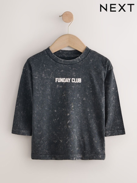 أسود شاحب - Long Sleeve Graphic Print T-Shirt (3mths-8yrs) (G15628) | ‏42 ر.ق. - ‏52 ر.ق.