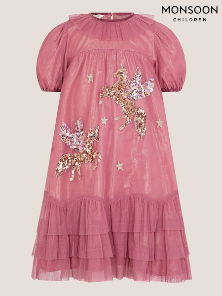 Monsoon Pink Christmas Unicorn Trapeze Dress (G15631) | 178 QAR - 203 QAR