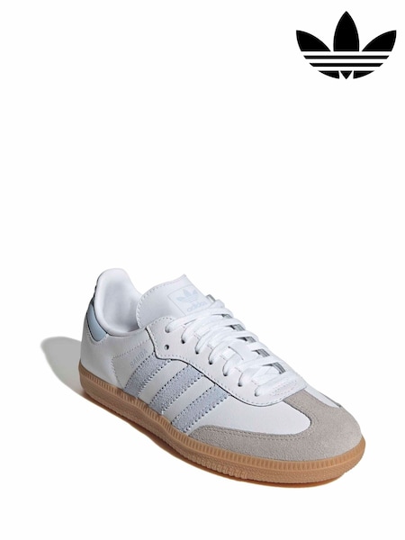Hvit/Grå/Lyseblå - adidas Originals Samba OG Junior Trainers (G15667) | kr1 099