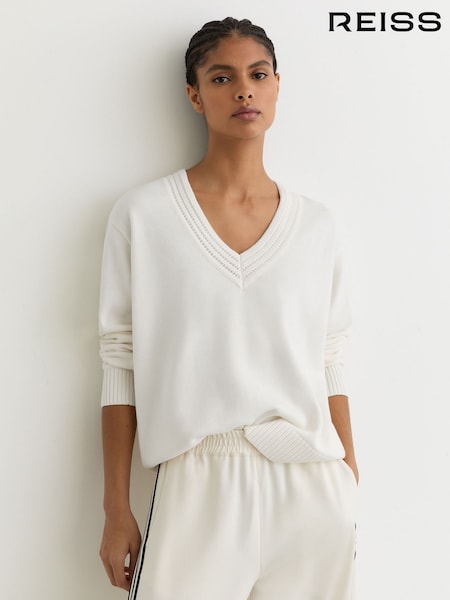Reiss Cherish Cotton and Wool V-Neck Jumper (G15766) | 990 LEI