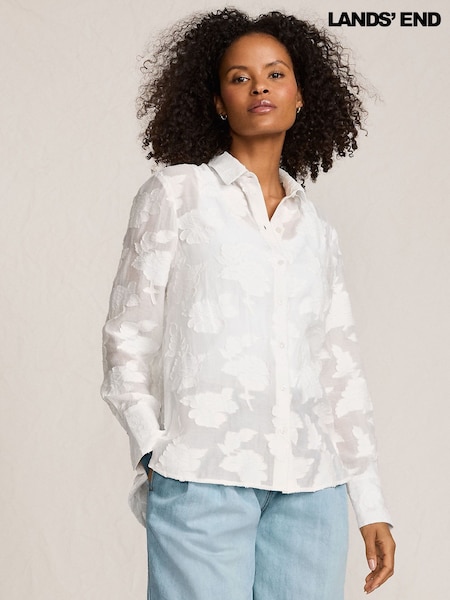 Lands' End White Button through Long Sleeve Blouse (G15779) | €80