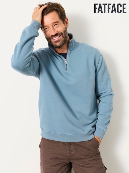 Albastru întunecat - Regular Fatface Quarter Zip Sweatshirt