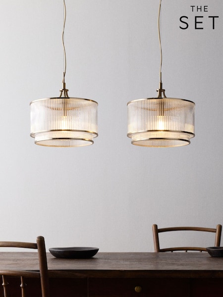 The Set 2 Pack Ribbed Glass Ceiling Lights