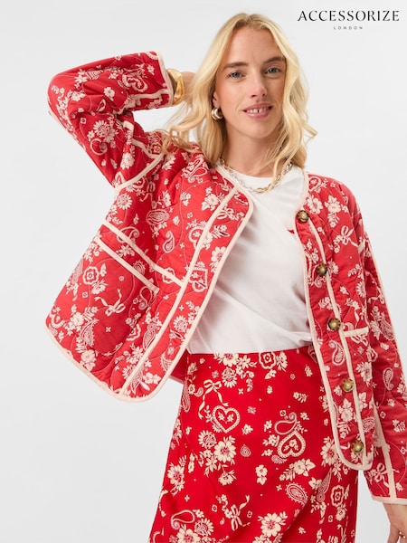 Accessorize Red Paisley Heart Quilted Jacket (G15838) | €95