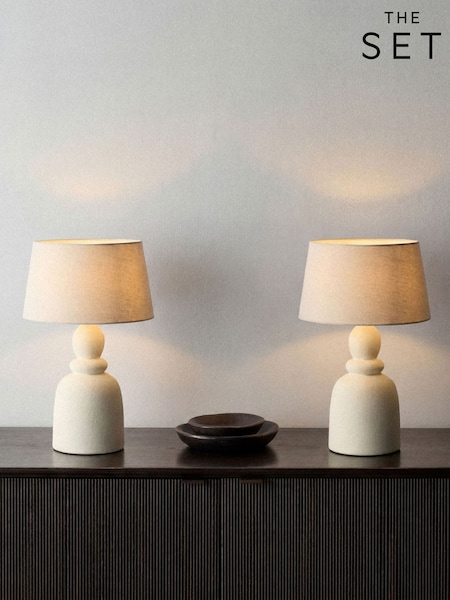 The Set 2 Pack Textured Ceramic Table Lamp