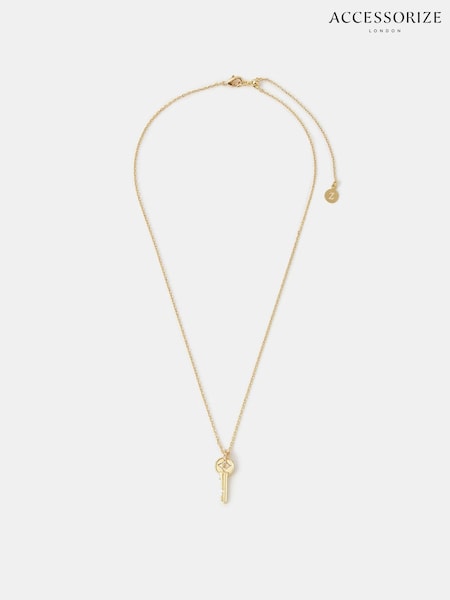 Accessorize Gold Plated 14ct Key Pendant Necklace (G15911) | AED167