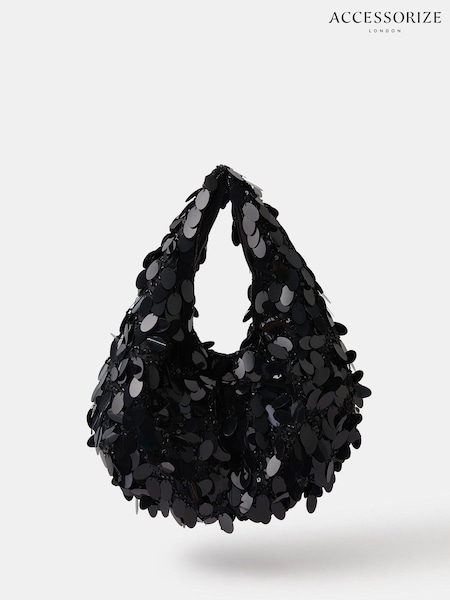Accessorize Black Sequin Fringe Handbag (G15915) | €60