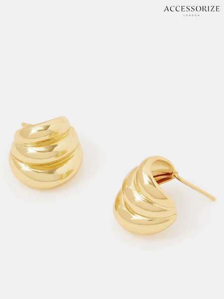 Accessorize 14ct Plated Ridge Curve Drop Earrings (G15924) | € 29