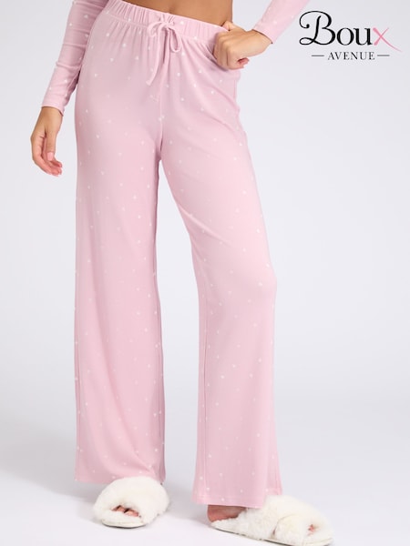 Boux Avenue Pink Heart Rib Modal Pyjama Trousers (G15969) | 166 QAR