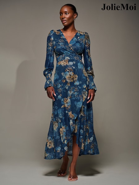 Jolie Moi Long Sleeve Frill Hem Mesh Maxi Dress (G16019) | € 112