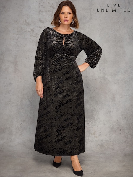 Live Unlimited Gold Jacquard Burnout Dress (G16370) | €164