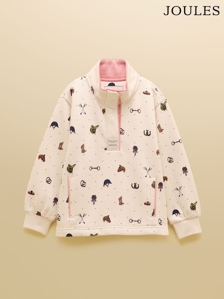 Joules Girls' Burnham Cream Funnel Neck Sweatshirt (G16421) | LEI 209 - LEI 231