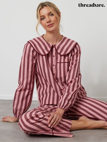Threadbare Pink Check Peter Pan Collar Long Pyjamas Set (G16469) | €43