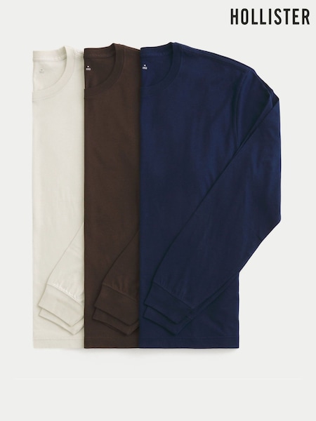 Hollister Long Sleeve T-Shirts 3 Pack (G16570) | AED233