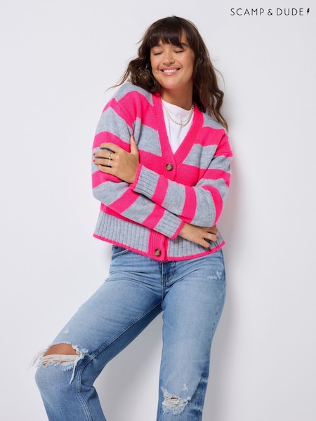 SCAMP & DUDE Grey Cardigan with Bold Stripe (G16801) | €106