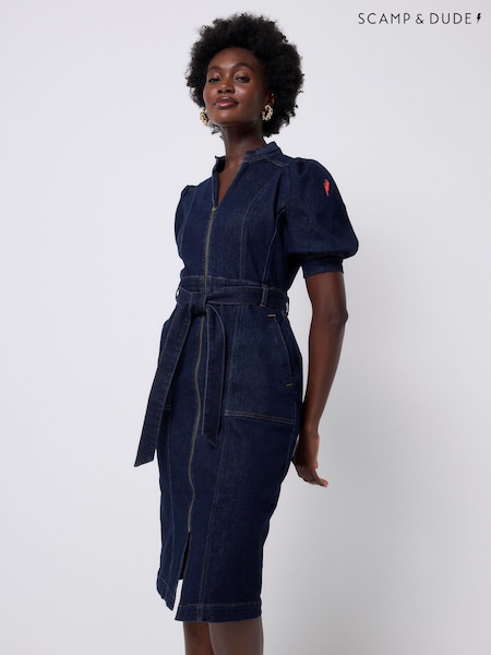 SCAMP & DUDE Denim Zip Detail Dress Rinse Wash (G16811) | R$ 1.335