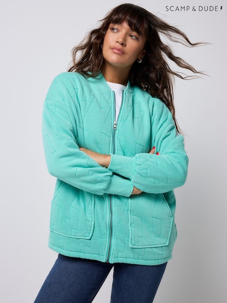 SCAMP & DUDE Blue Quilted Bolt Bomber Jacket (G16889) | AED699