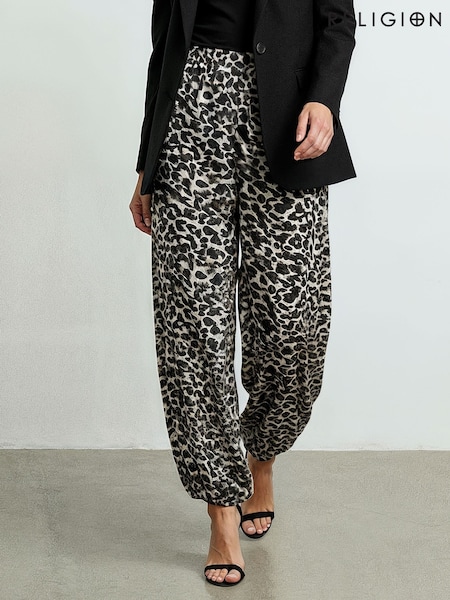 Religion Leopard Animal Print Helena Balloon Pants With Fitted Waistband And Elasticated Cuffs (G18073) | 272 QAR