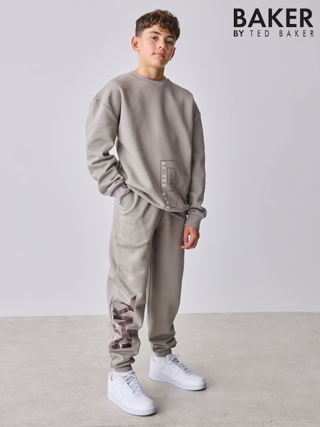 Gris antracita - Baker by Ted Baker Oversized Letter Graphic Print Sweatshirt and Joggers Set (G18133) | 47 € - 57 €
