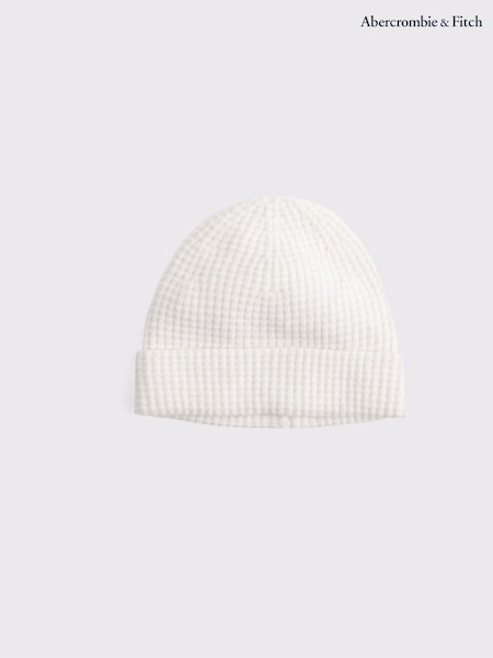 Abercrombie & Fitch White Waffle Knit Short Beanie Hat (G18137) | R$ 195