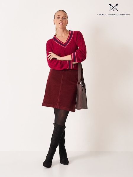 Crew Clothing Red Demi Cord Mini Skirt (G18221) | €69