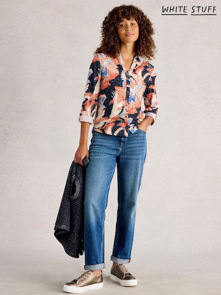 White Stuff Blue Annie Printed Sparkle Shirt (G18278) | 283 QAR