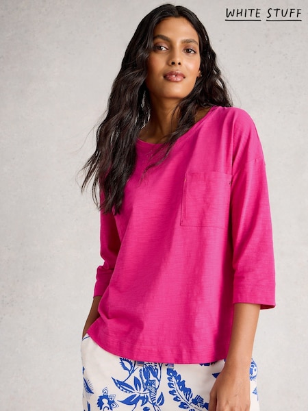 White Stuff Pink Mia Boxy T-Shirt (G18321) | 173 QAR