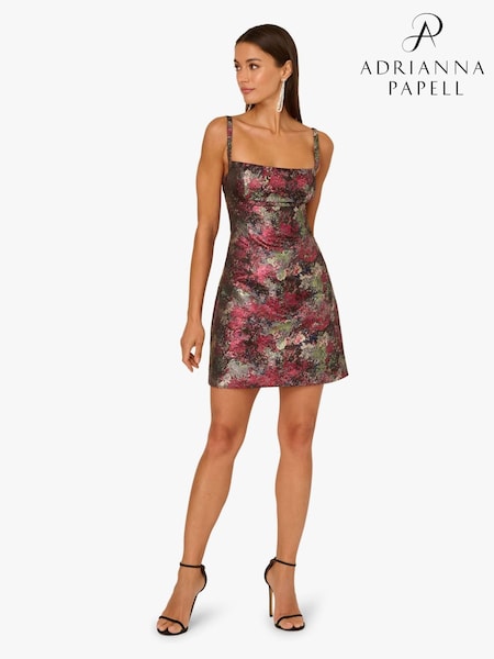 Adrianna By Adrianna Papell Red Red Metallic Jacquard Mini Dress (G18583) | AED1,450