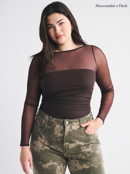 Abercrombie & Fitch Brown Long Sleeve Open Back Sweetheart Bodies (G18655) | AED285