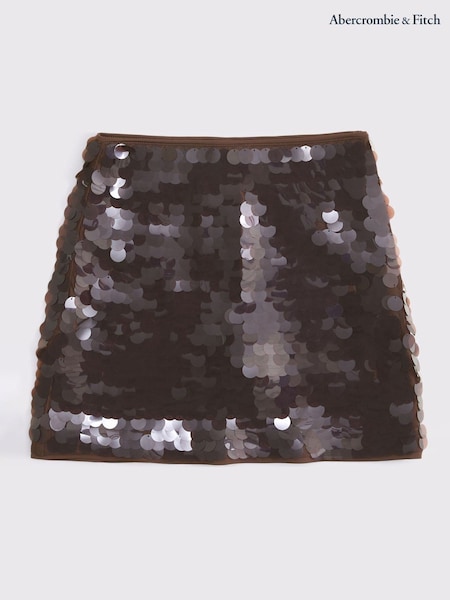 Abercrombie & Fitch Grey High Rise Large Sequin Mini Skort (G18662) | AED379