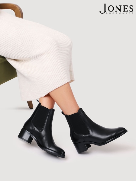 Jones Bootmaker Black Karlee Leather Slip-In Ankle Boots (G18664) | €199